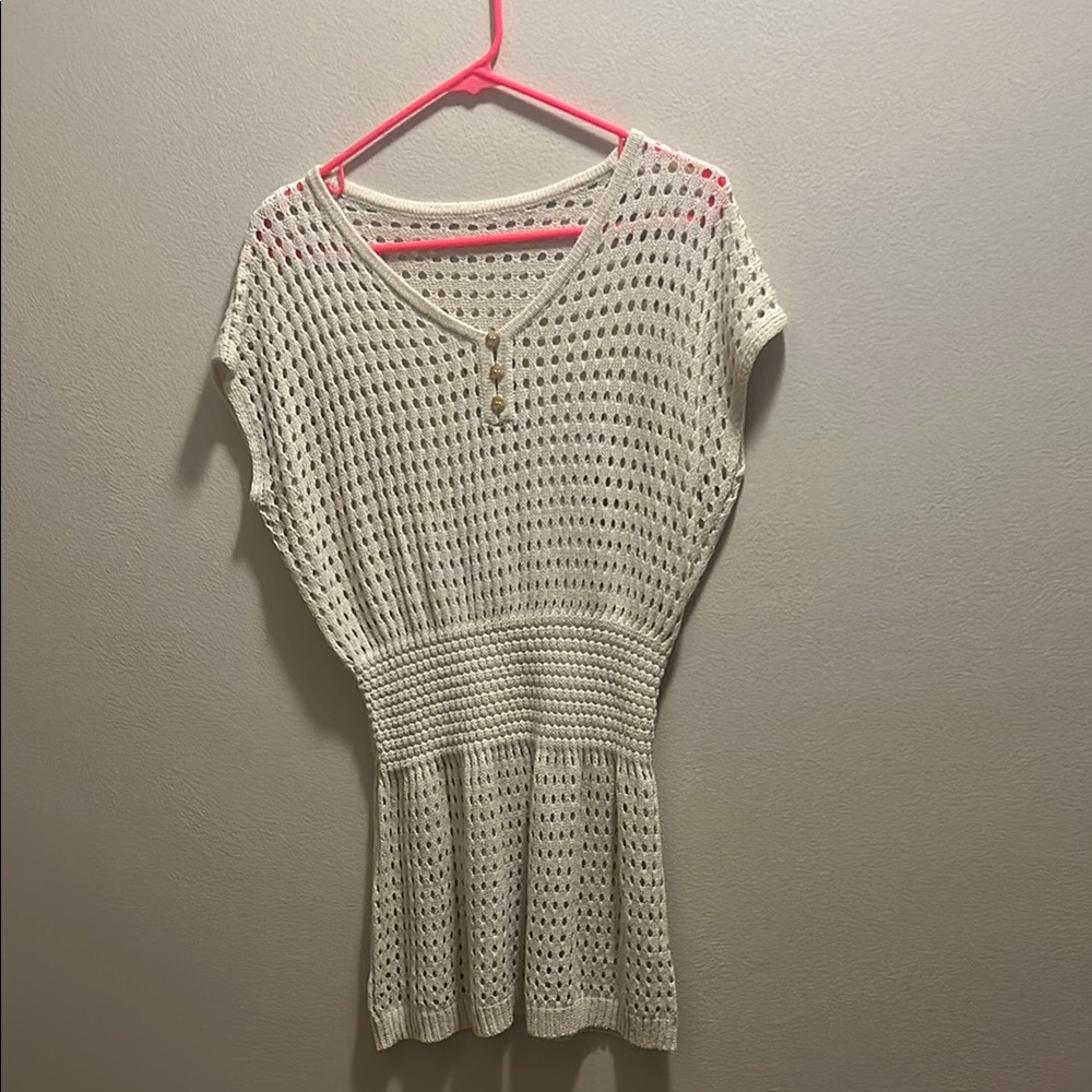 Cream Knit Women's Swimsuit coverup